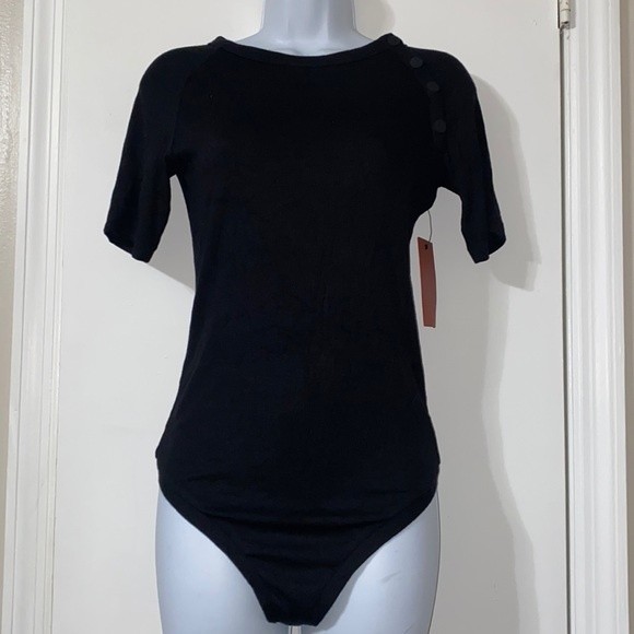 Alix NYC Black Chelsea Short Sleeve Bodysuit size medium NWT - Picture 1 of 3